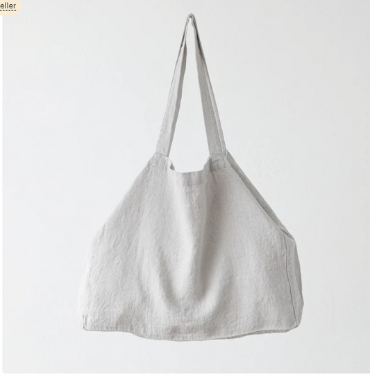 Silver Heavy Linen Tote Bag for college and office tote