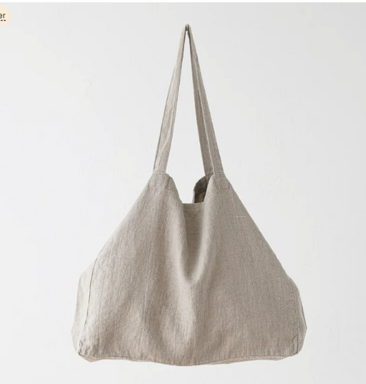 Natural Heavy Linen Tote Bag for college and office tote
