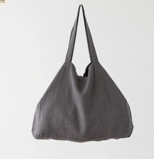 Steel Grey Heavy Linen Tote Bag for college and office tote