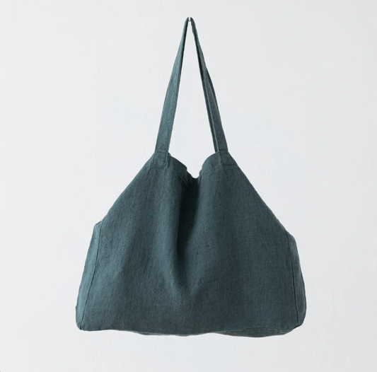 Green linen Tote Bags for college tote and Office Tote bag