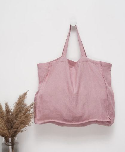 Pink Linen Large bag for Office and college